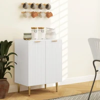 HOMCOM Sideboard Buffet Cabinet, Modern Kitchen Storage Cabinet with Adjustable Shelf and Metal Legs, White(m-8)