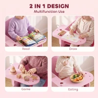 AIYAPLAY Kids Table and Chair Set, Children Desk and Chair with Storage Bins for Playing, Reading, Painting, for Ages 3-5, Pink(m-4)