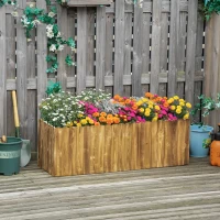 Outsunny Jardinera de Madera Jardinera Elevada para Cultivos Verduras Flores en Patio Balcón Terraza 120x40x40 cm Carbonizada(m-10)