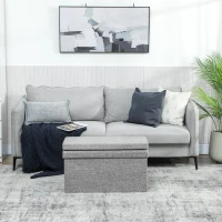 HOMCOM Panca Contenitore Pieghevole con Schienale e Vano da 77L, Rivestimento in Tessuto, 76x50x73 cm, Grigio(m-8)
