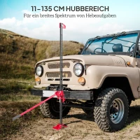 HOMCOM Farmjack Krik 135 cm 3000 kg Capaciteit Offroad Winch van Staal Rood+Zwart(m-5)