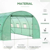Outsunny Foliekas, Beloopbare Kas, Folietunnel, Kas, Kunststof, Staal, Groen(m-4)
