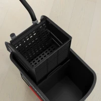 HOMCOM Carrello per Pulizie in Plastica PP da 20L con Secchio e Strizzatore, 60x27x70.5 cm, Nero(m-9)