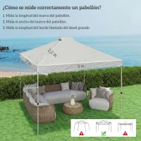 Outsunny Toldo de Pérgola de Recambio 3x3 m Techo de Repuesto para Carpa Plegable de Tela Oxford 210D Protección UV 50+ Blanco(m-3)