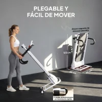 HOMCOM Cinta de Andar Plegable Cinta de Correr Eléctrica Velocidad de 1-10km/h con Pantalla LCD y Carga Máx. 110 kg para Fitness Hogar Oficina 125x61x118 cm Blanco y Negro(m-6)