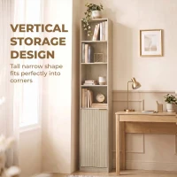 HOMCOM Bookcase Adjustable Shelf Bookshelf Anti-Tip Hardware 6-Tier Storage Cabinet Oak Wood Effect(m-5)