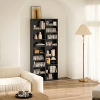 HOMCOM Raft pentru CD-uri cu 14 Rafturi Reglabile, Capacitate de 640 CD-uri/360 DVD-uri, 78.5x24x175 cm, Negru(m-8)