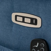 HOMCOM Sillón Relax Reclinable Eléctrico Levanta Personas Masaje Vibratorio y Calor Asiento Ancho USB-C USB-A Bolsillos Azul(m-15)