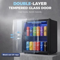 HOMCOM 50L Drinks Fridge, 48 Can Under Counter Freestanding Beer Fridge with LED Light(m-6)