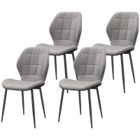 HOMCOM Set de 4 scaune de dining moderne pentru bucătărie și living cu tapițerie din flanel, gri(m-12)