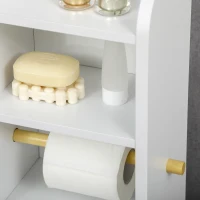 kleankin Portarrollos de Papel Higiénico con Armario para Baño con Estante Interior Ajustable 23x18x100 cm Blanco(m-8)