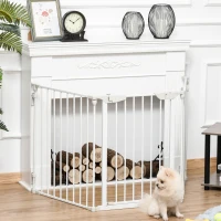 PawHut Barrera para Perros Plegable de 3 Paneles con Cierre Inteligente Barrera de Seguridad para Pasillo 180x74,5 cm Blanco(m-10)