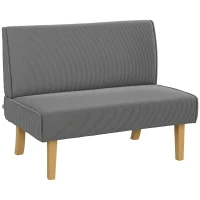 HOMCOM Tweezitsbank met Corduroy Bekleding, Dikke Vulling en Stevige Houten Poten voor Woonkamer, Slaapkamer, Kantoor, Grijs(m-11)