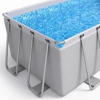 Outsunny Rectangle Steel Frame Swimming Pool with Ladder and Pump - Grey(m-12)