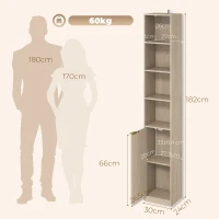 HOMCOM Bookcase Adjustable Shelf Bookshelf Anti-Tip Hardware 6-Tier Storage Cabinet Oak Wood Effect(m-3)