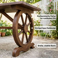 Tuintafel balkontafel houten tafel weerbestendig wielvorm massief hout naturel(m-5)