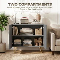 HOMCOM Modern Luxe High Gloss Sideboard, with Hairpin Legs - Grey(m-5)