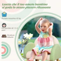 HOMCOM Poltrona per Bambini 18-36 Mesi con Braccioli e Imbottitura Spessa in Sherpa e Legno di Eucalipto, Verde(m-7)