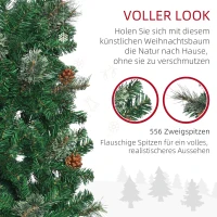 HOMCOM Kunstkerstboom, Slank, Met Dennenappels, Brandvertragend, 54 x 195 cm, Groen(m-7)