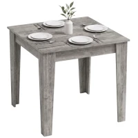 HOMCOM Table à manger pour 4 personnes, table de cuisine carrée 80x80x75 cm avec patins antidérapants, gris aspect bois(m-7)