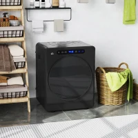 HOMCOM Sèche linge à évacuation, sèche-linge électrique 1000 W 3 Kg, modes Extra Dry et ECO, minuterie, acier inoxydable, noir(m-10)