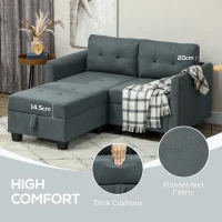 HOMCOM 'L' Shape Modular Storage Sofa - Dark Grey(m-6)