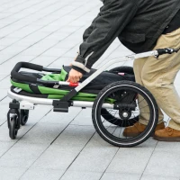 PawHut 2-in-1 Hondenbuggy Hondenjogger Fietskar, 2 Reflectoren, 1 Veiligheidslijn, 150 x 68 x 95 cm, Groen(m-9)