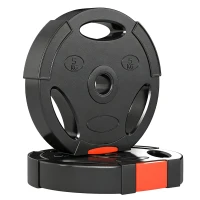 SPORTNOW Disques de poids, plaques de poids 2 x 5 kg et 2 x 7,5 kg, à trois poignées avec trous de Ø 25 mm, noir(m-11)