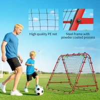 HOMCOM Double Sided Football Rebounder Net, Football Rebound Goal with Five Adjustable Angles, Red(m-6)