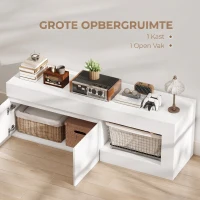 HOMCOM Modern TV-lowboard voor de woonkamer met 2 deuren, open vak en grepen, voor televisies tot 152 cm, 140 x 40 x 48 cm, Wit(m-5)