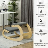 HOMCOM Ergonomiczny, kołyszący się stołek do klęczenia dla biura domowego, Poprawa postawy, 54,5cm x 85cm x 54cm Szary(m-5)