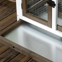 PawHut Conejera de Madera con Ruedas para 1-2 Conejos con Techo Abrible Bandeja Extraíble 108x58x73,5 cm Marrón Oscuro(m-11)