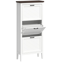 HOMCOM Meuble à chaussures 18 paires, armoire à chaussures étroite avec 3 tiroirs rabattables et étagères réglables, blanc