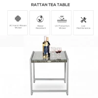 Outsunny Rattan End Table Side Coffee Desk Outdoor Patio Wicker Sofa Chat Garden Furniture(m-4)