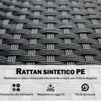 Outsunny Divano da Giardino a 2 Posti con Cuscino e Braccioli in Rattan PE e Acciaio, 107x55x80cm, Nero(m-5)