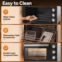 HOMCOM Mini-Four avec Broche Rotative 36L 1500 W, Four à Convection Multifonction, Chaleur Tournante, Minuterie 60 min, Argenté(m-9)