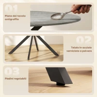 HOMCOM Tavolo da Pranzo Rotondo Stile Industriale con Gambe a Croce in Acciaio, Ø100x75 cm, Grigio(m-6)