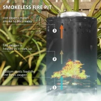 Outsunny Smokeless Fire Pit, 16 x 16 cm Stainless Steel Portable Wood Burning Firepit with Poker, Wood or Pellet Fuelled Tabletop Fire Pit for Garden Camping Bonfire Party, Black(m-4)