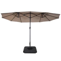 Outsunny 4.6m Garden Parasol Double-Sided Sun Umbrella Patio Market Shelter Canopy Shade with Weight Base, Tan(m-10)
