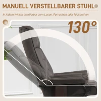 HOMCOM Relaxfauteuil met voetenbank, draaibaar & kantelbaar, bekleding van kunstleer, tot 150 kg, houten frame, bruin(m-4)