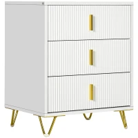 HOMCOM Elegant Chest of Three Drawers - White/Gold-Tone(m-1)