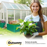 Outsunny Jardinière surélevée galvanisée rectangulaire pour l'extérieur - fond ouvert - 240 x 120 x 60cm, vert(m-9)
