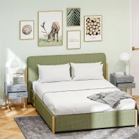 HOMCOM Set of Two Elegant Bedside Tables - Grey/Gold-Tone(m-8)