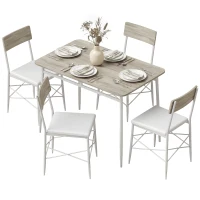 HOMCOM Juego de Mesa y Sillas de Comedor 5 Piezas Mesa de Cocina Rectangular con 4 Sillas Acolchadas 106x66x75 cm Roble(m-16)