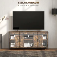 HOMCOM TV-lowboard, industrieel design, voor tv's tot 152,4 cm, 6 vakken, 2 schuifdeuren, bruin/zwart(m-4)