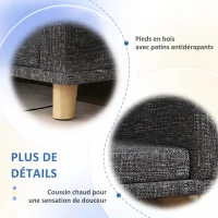 PawHut Canapé Chien Grand Lit surélevé pour Chien Coussin Lavable Cadre en Bois Tissu Polyester 98 x 67 x 25 cm Gris Foncé(m-6)