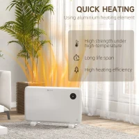 HOMCOM 1200W Electric Convector Heater, Freestanding or Wall Mounted, Space Heater with Adjustable Thermostat, Timer, White(m-5)