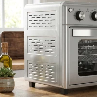 HOMCOM Horno Eléctrico de Sobremesa de 30L 1600W Freidora de Aire con 7 Modos de Calor y Temporizador 43x39x39 cm Plata(m-13)