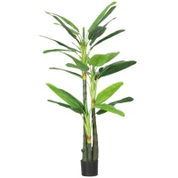 HOMCOM Arbore de Bananier Artificial, Plantă Artificială cu 18 Frunze, 180 cm, Verde(m-12)