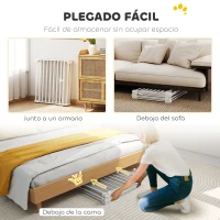 PawHut Barrera para Perros Plegable Valla para Mascotas de 6 Paneles Puerta con Cierre Doble para Escalera Pasillo Blanco(m-8)